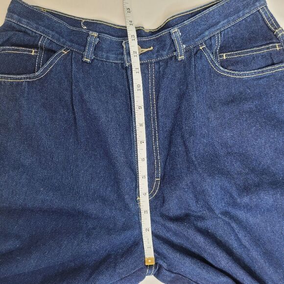 VINTAGE 80s mom jeans high rise dark wash pleated denim 12 - Picture 6 of 9